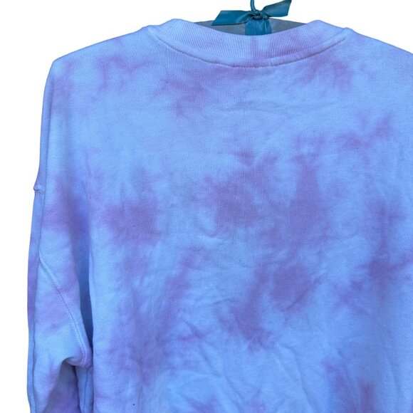 Mighty Fine “Je T’aime” Pink Tie Dye Oversized Crop Sweatshirt Size XS - Picture 9 of 12